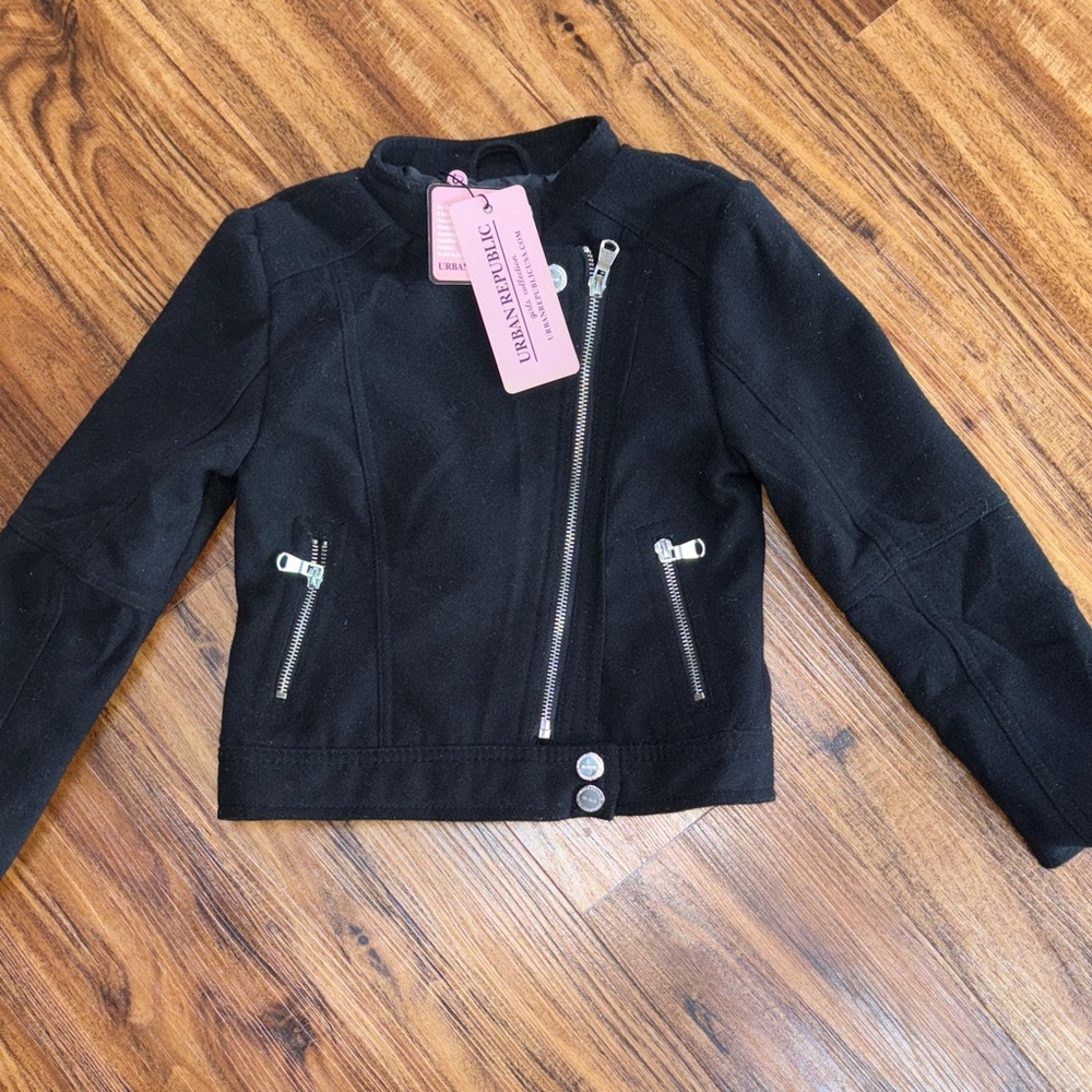 NWT Urban Republic Kids Black lined Jacket with Silver Zippers